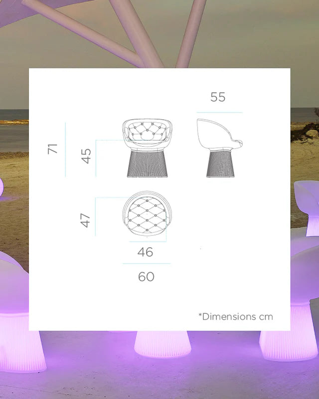 Lichtgevend Pakket x1 Itaca tafel + 2x Mallorca buitenstoelen