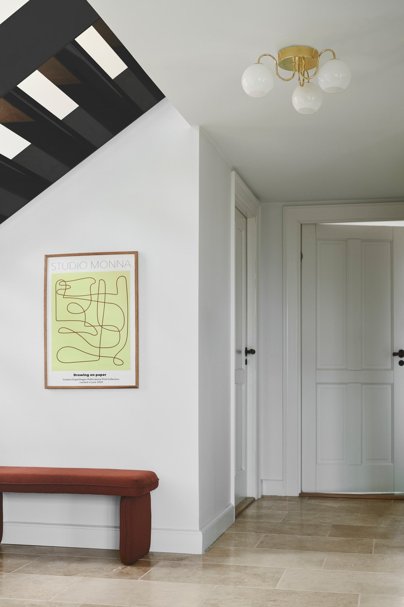 Franca 3 x Plafondlamp Messing