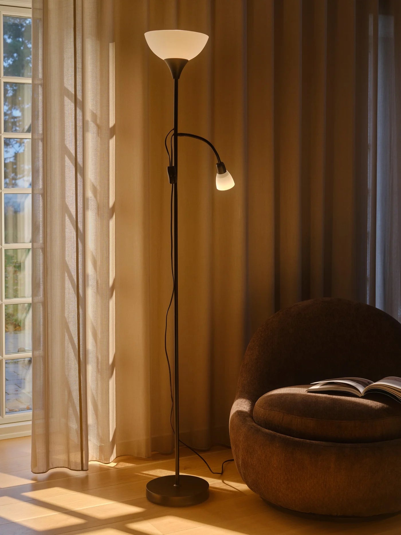 Lauria | Vloerlamp | E14 + E27 | Zwart