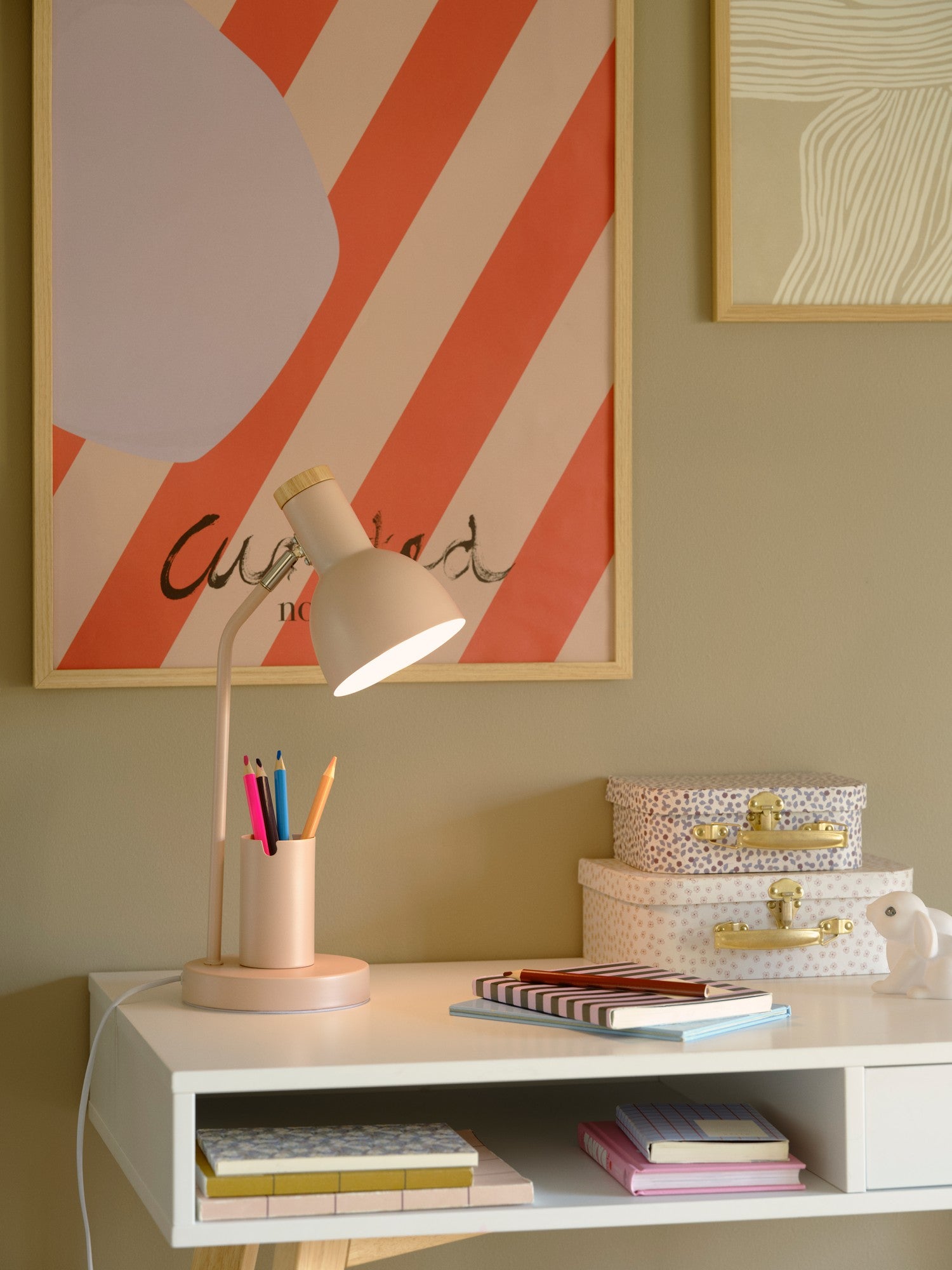 Devone Tafellamp  E27  Pastel roze